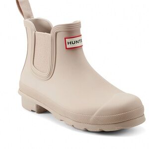 Hunter Short Chelsea Rain Boot in Nude Beige